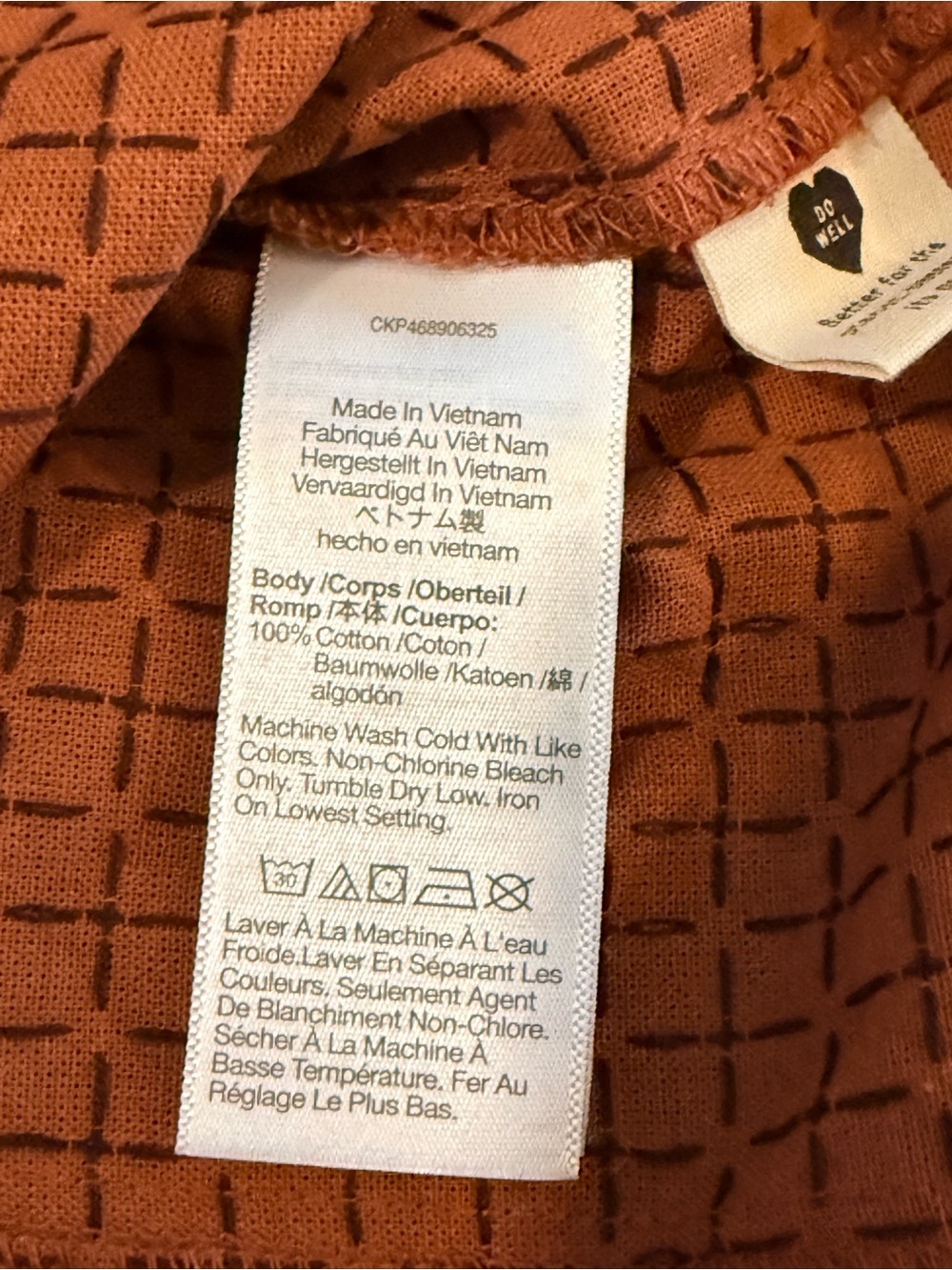 NWT Madewell Rust Orange Dot Puff-Sleeve Crop Top 100% cotton sz 6 - Picture 6 of 8